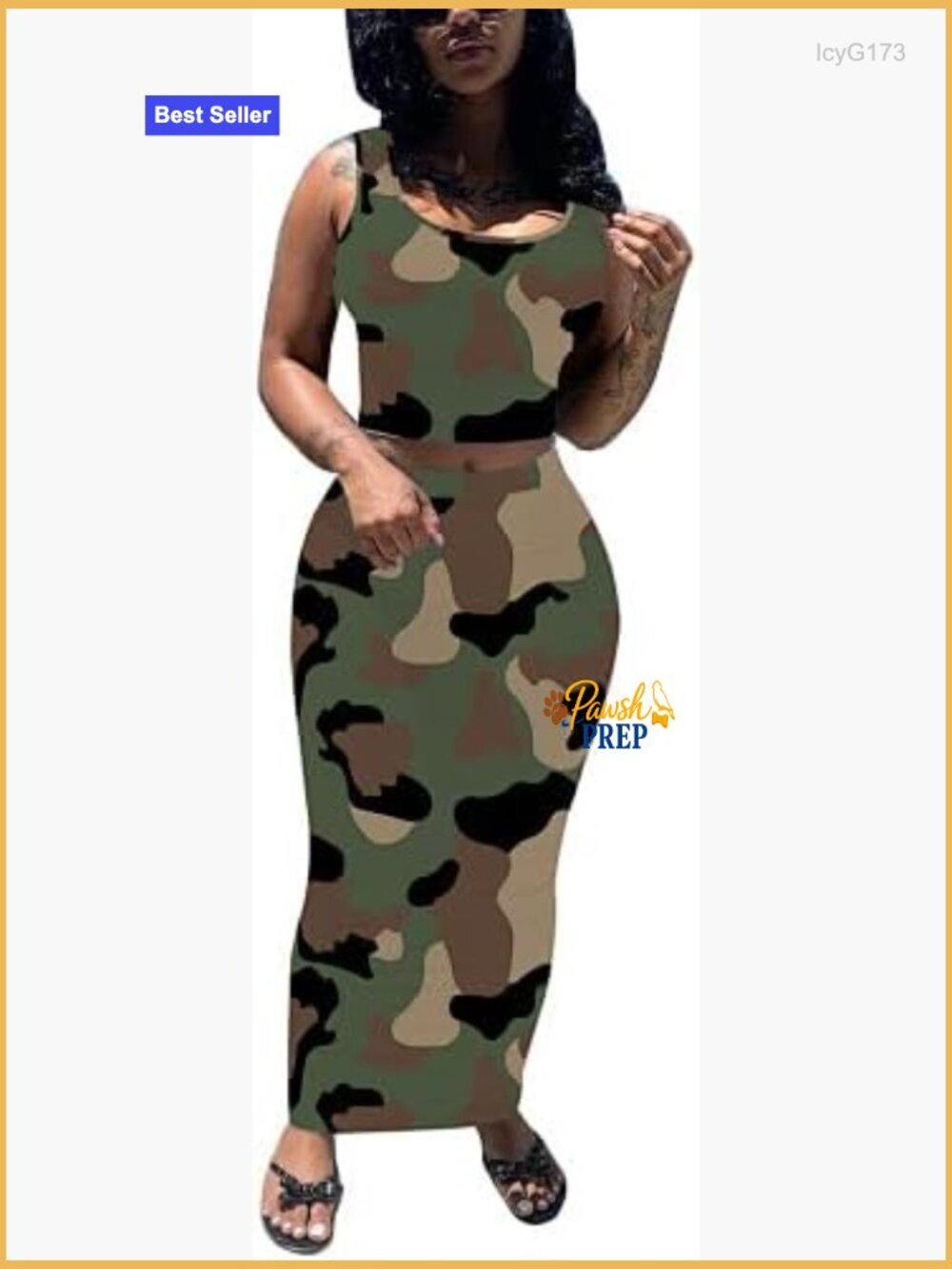 2 Piece Sleeveless Crop Tank & Bodycon Maxi Skirt Set